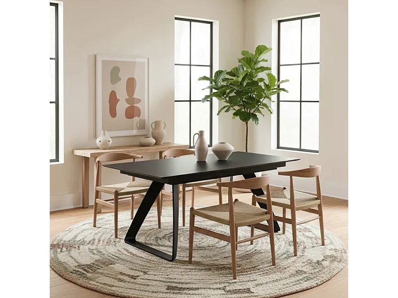 Grayson, Tavolo allungabile con top in HPL su MDF Grigio scuro (90cm X 170/270cm H. 76cm)