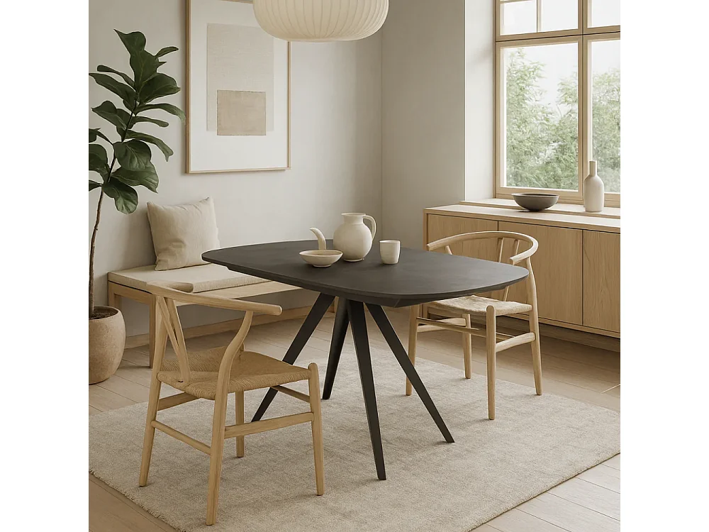 Tavolo da pranzo allungabile in ceramica effetto cemento grigio Spin 140-200x90 cm fino a 8 posti | Duzzle