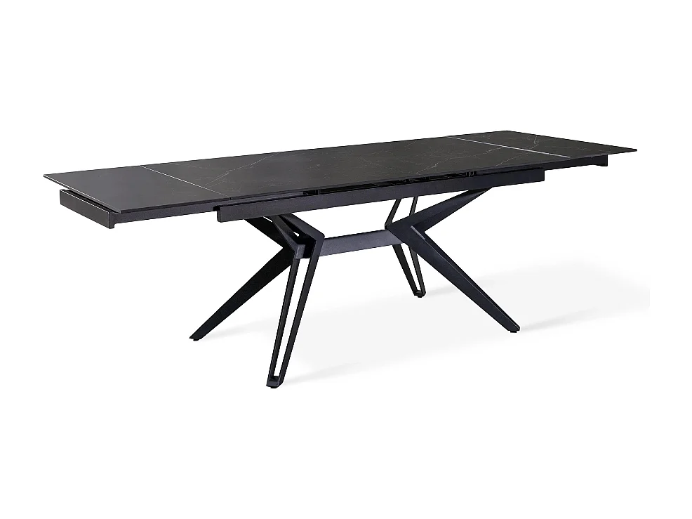Tavolo da pranzo allungabile in ceramica effetto marmo nero Iulius 160-240x90 cm fino a 10 posti | Duzzle