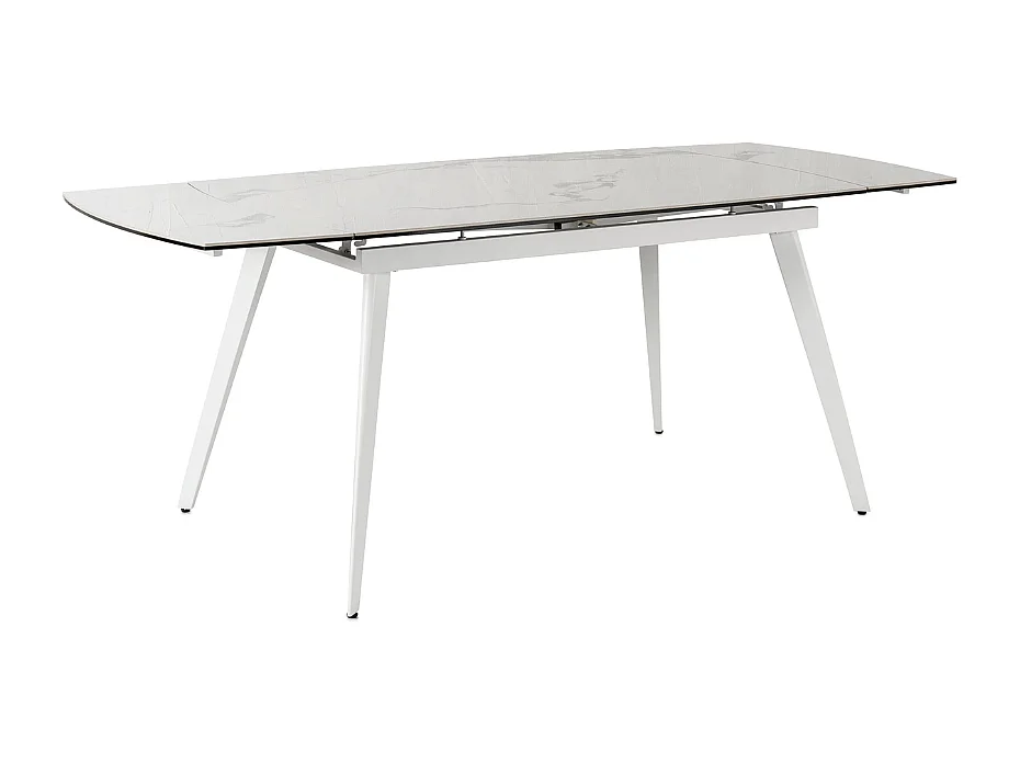 George, Tavolo allungabile con top in ceramica su vetro Marmo bianco (90cm X 140/170/200cm H. 76cm)
