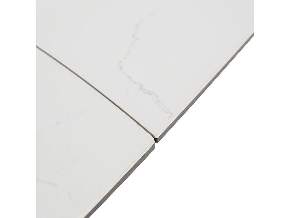 George, Tavolo allungabile con top in ceramica su vetro Marmo bianco (90cm X 140/170/200cm H. 76cm)