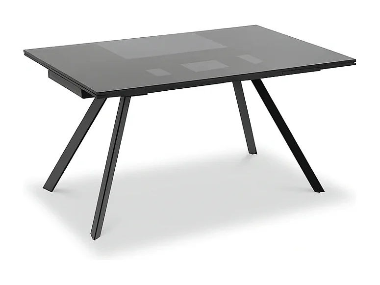 Mars, Tavolo allungabile con top in vetro temperato Nero fumé (90cm X 160/240cm H. 76cm)