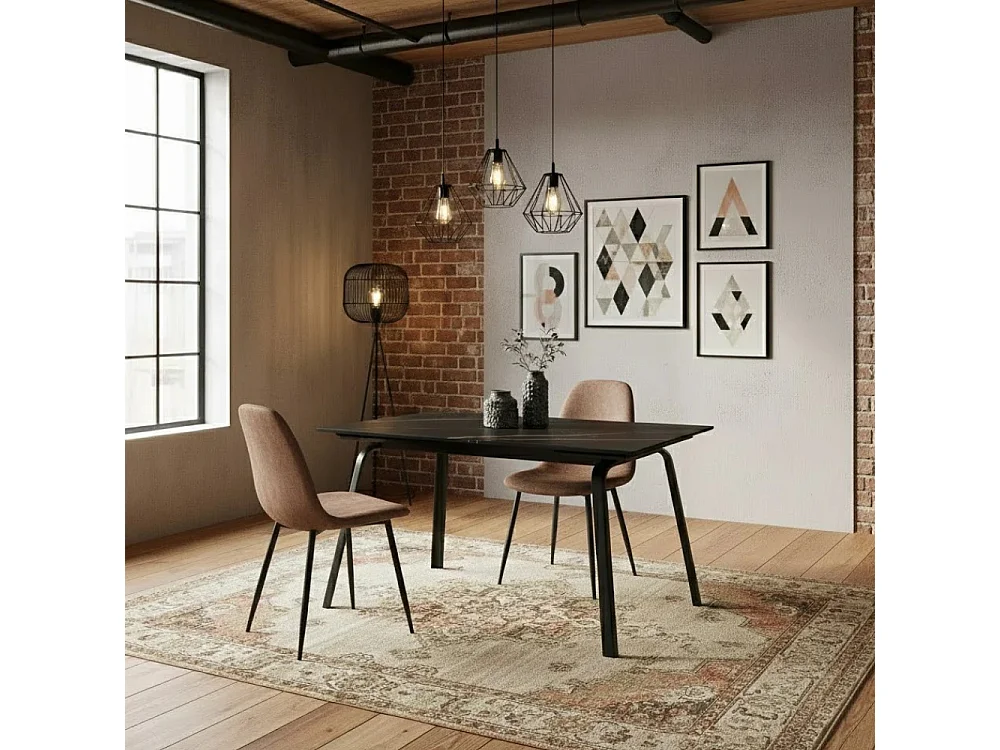Tavolo da pranzo allungabile in ceramica effetto marmo nero Cosmo 140-200x80 cm fino a 8 posti | Duzzle