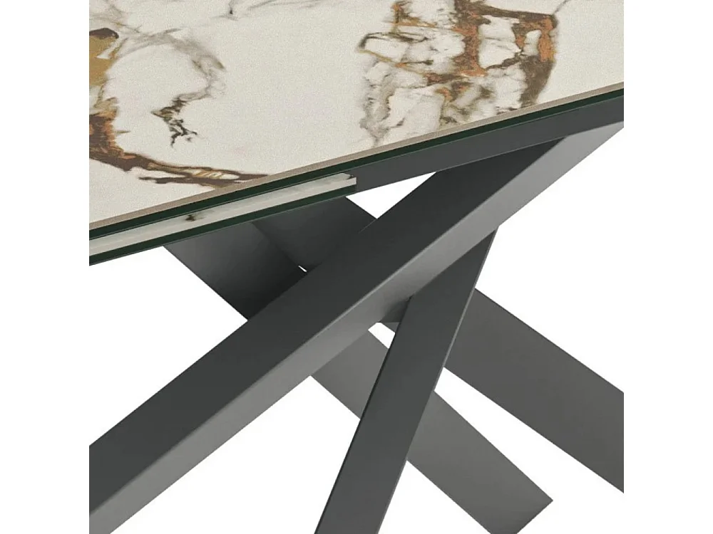 Axis, Tavolo allungabile con top in ceramica su vetro Cemento bianco (90cm X 160-240cm H. 76cm)
