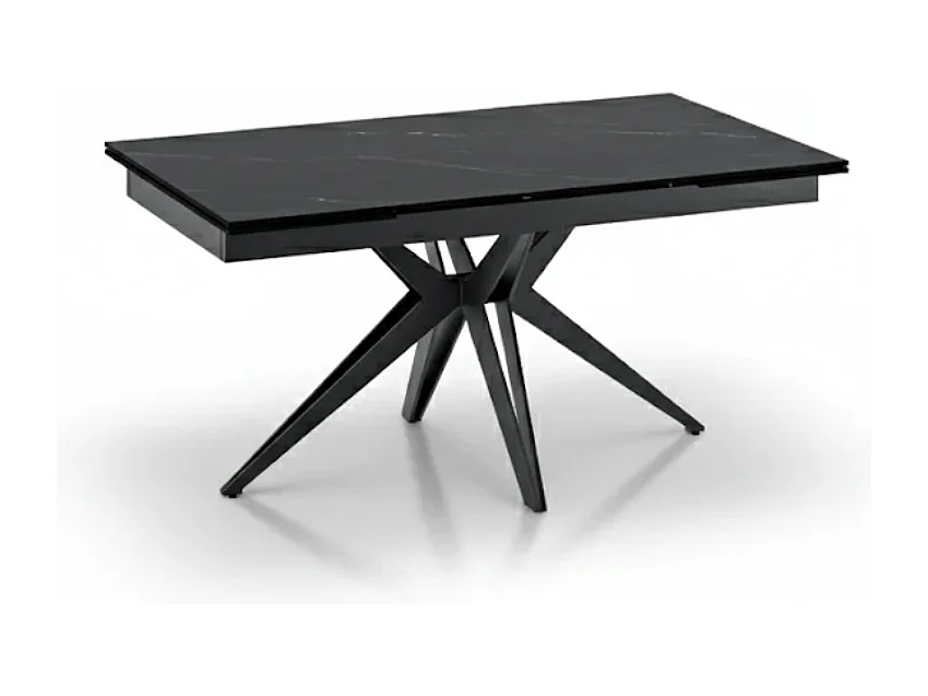 Tavolo da pranzo allungabile in ceramica effetto marmo nero Caesar 160-240x90 cm fino a 10 posti | Duzzle