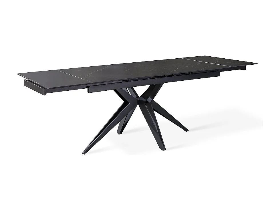 Tavolo da pranzo allungabile in ceramica effetto marmo nero Caesar 160-240x90 cm fino a 10 posti | Duzzle