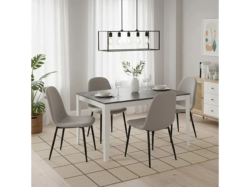 Moon,  Tavolo allungabile con top in melaminico Marmo antracite (90cm X 156/ 316cm H. 76cm) Made in Italy