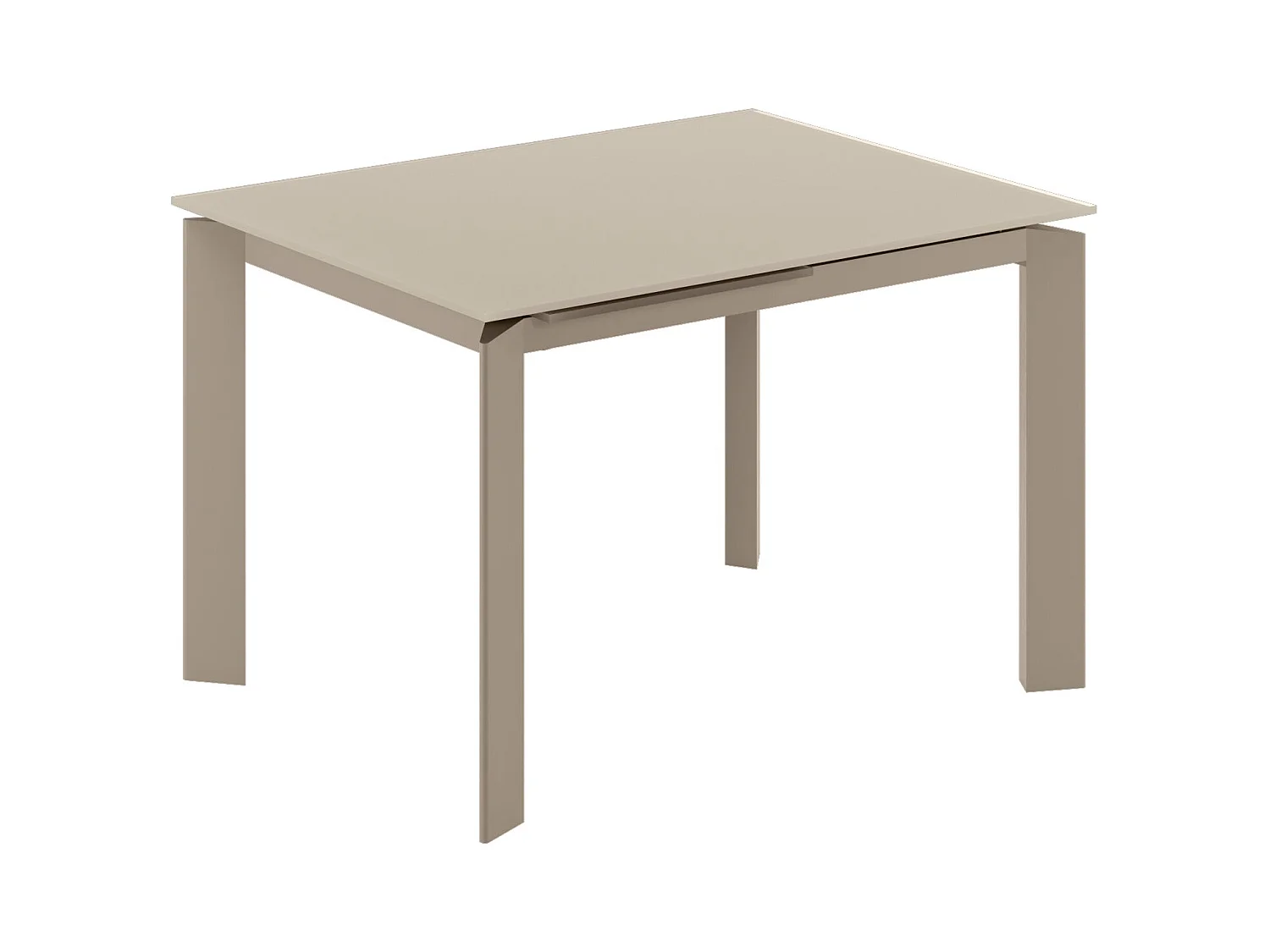 Function,  Tavolo allungabile con top in vetro con gambe in metallo verniciato. Allunghe interne. (80cm X 120-170cm H. 75cm)| Duzzle