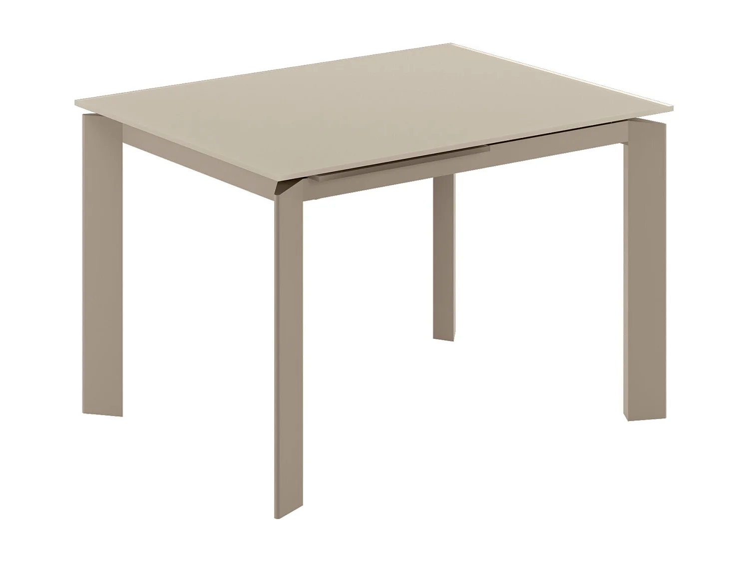 Function,  Tavolo allungabile con top in vetro con gambe in metallo verniciato. Allunghe interne. (80cm X 120-170cm H. 75cm)| Duzzle