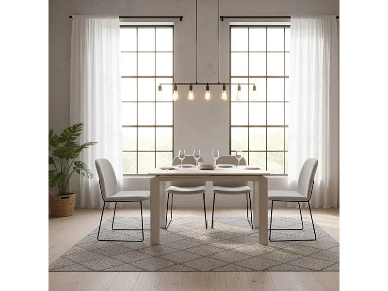 Function,  Tavolo allungabile con top in vetro Tortora (80cm X 120-170cm H. 75cm)