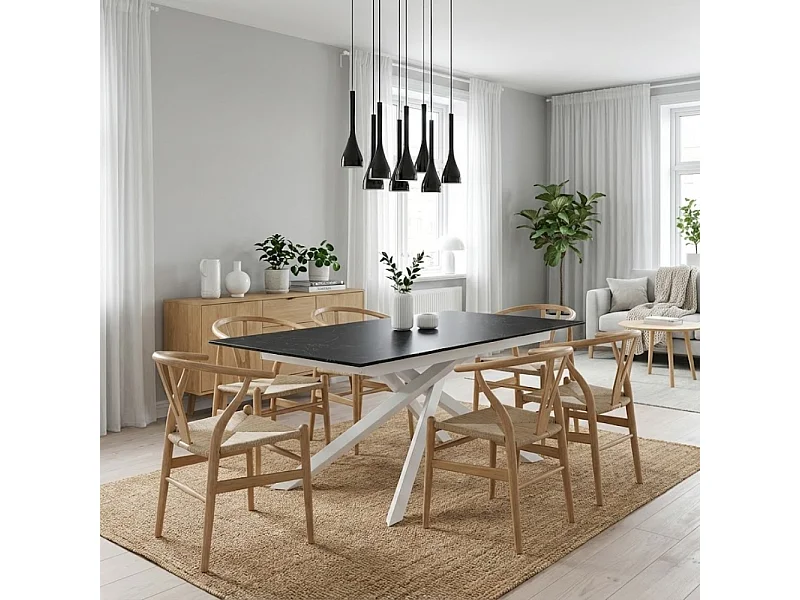 Ryder, Tavolo allungabile con top in HPL su MDF Nero (90cm X 170/270cm H. 76cm) Made in Italy