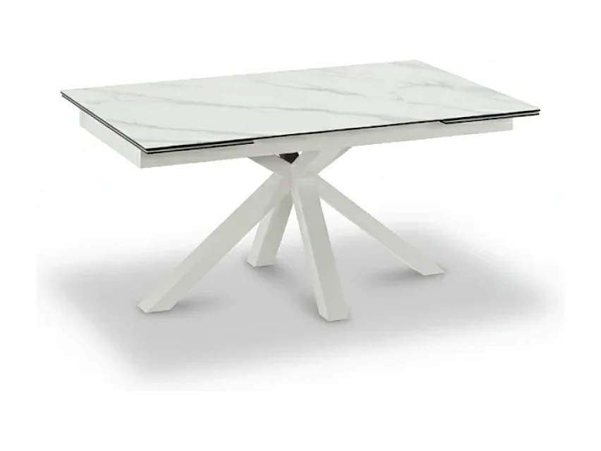 Tavolo da pranzo allungabile in ceramica effetto marmo bianco Guernica 160-240x90 cm fino a 10 posti | Duzzle