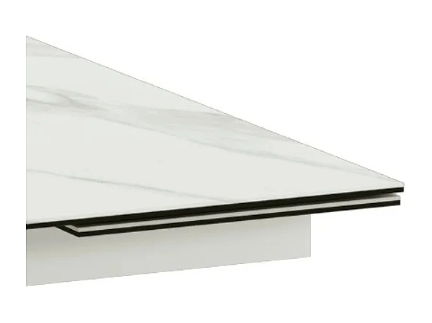 Tavolo da pranzo allungabile in ceramica effetto marmo bianco Guernica 160-240x90 cm fino a 10 posti | Duzzle