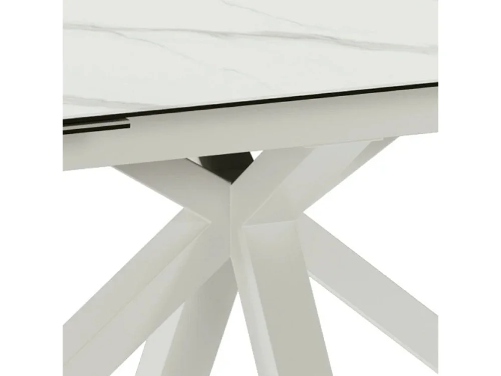 Tavolo da pranzo allungabile in ceramica effetto marmo bianco Guernica 160-240x90 cm fino a 10 posti | Duzzle