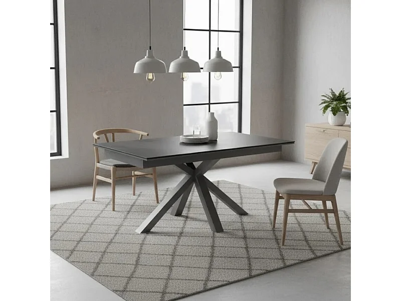 Tavolo da pranzo allungabile in ceramica grigio Guernica 160-240x90 cm fino a 10 posti | Duzzle