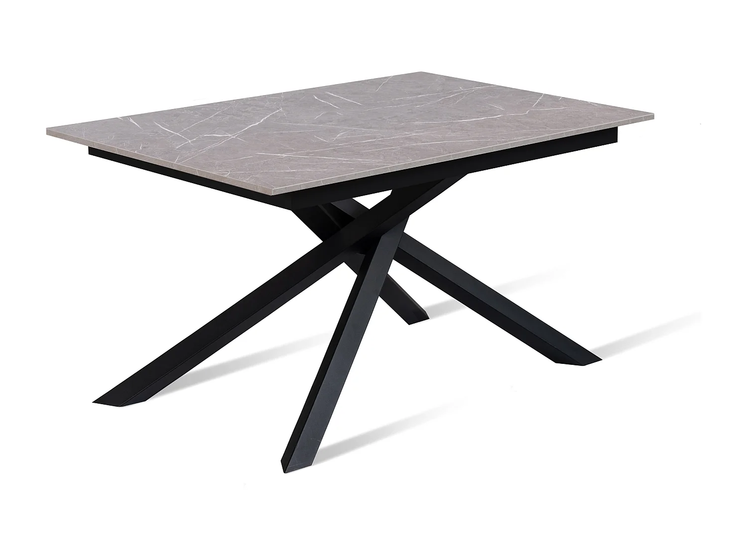 Pluto,  Tavolo allungabile con top in melaminico con gambe in metallo verniciato. Allunghe interne. (90cm X 140-190cm H. 76cm)