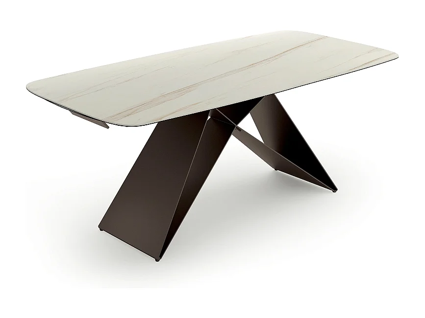 Tavolo da pranzo allungabile in ceramica su vetro effetto marmo calacatta Cruise 200-280x100 cm fino a 10 posti | Duzzle