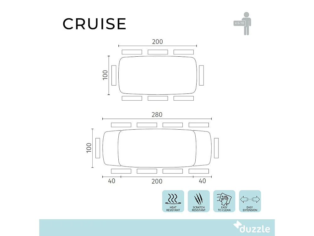 Tavolo da pranzo allungabile in ceramica su vetro effetto marmo calacatta Cruise 200-280x100 cm fino a 10 posti | Duzzle