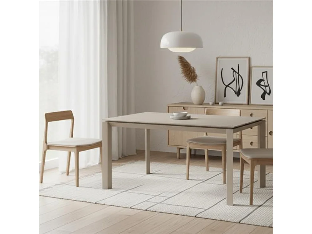 Tavolo da pranzo allungabile in ceramica sabbia Linear 140-220x90 cm fino a 10 posti | Duzzle