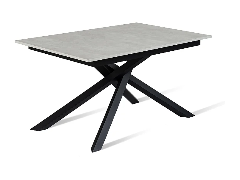 Pluto,  Tavolo allungabile con top in melaminico con gambe in metallo verniciato. Allunghe interne. (90cm X 140-190cm H. 76cm)