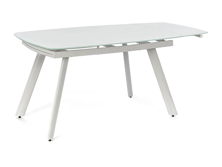 Tavolo da pranzo allungabile in vetro temperato bianco Blanco 140-210x90 cm fino a 8 posti | Duzzle
