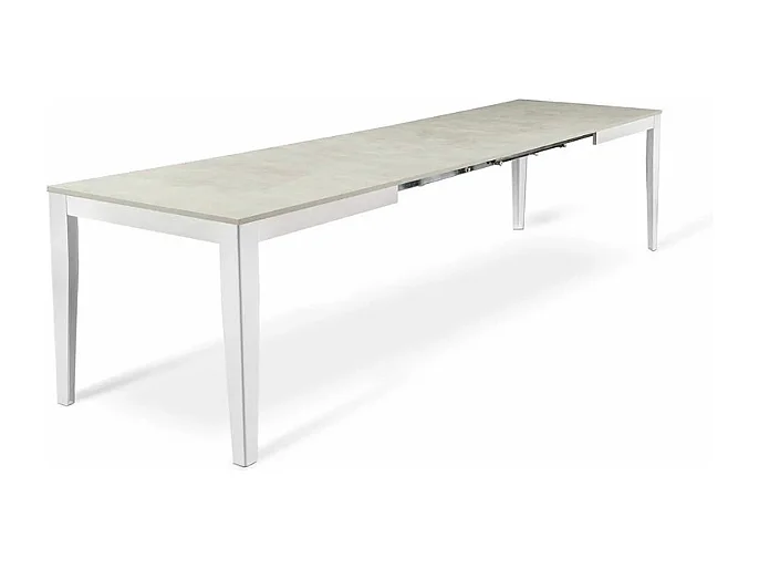 Moon,  Tavolo allungabile con top in melaminico Cemento bianco (90cm X 156/ 316cm H. 76cm) Made in Italy
