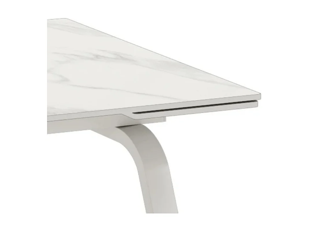 Tavolo da pranzo allungabile in ceramica effetto marmo bianco Cosmo 140-200x80 cm fino a 8 posti | Duzzle