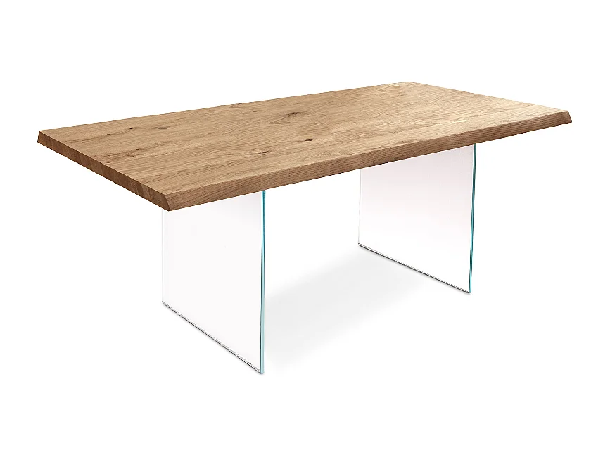 Tavolo da pranzo allungabile in legno impiallacciato rovere naturale Forest 200-300x100 cm fino a 12 posti Made in Italy | Duzzle