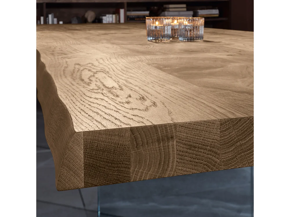 Tavolo da pranzo allungabile in legno impiallacciato rovere naturale Forest 200-300x100 cm fino a 12 posti Made in Italy | Duzzle