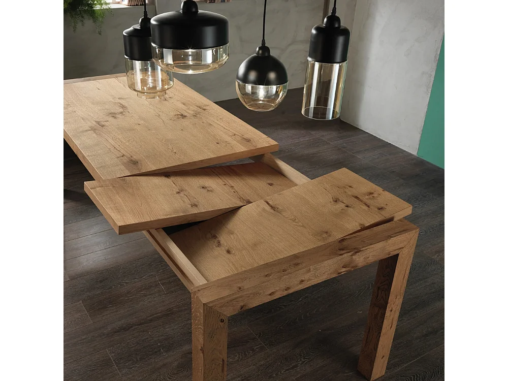 Hunter, Tavolo allungabile con top impiallacciato Rovere (90cm X 160/240cm H. 76cm) Made in Italy