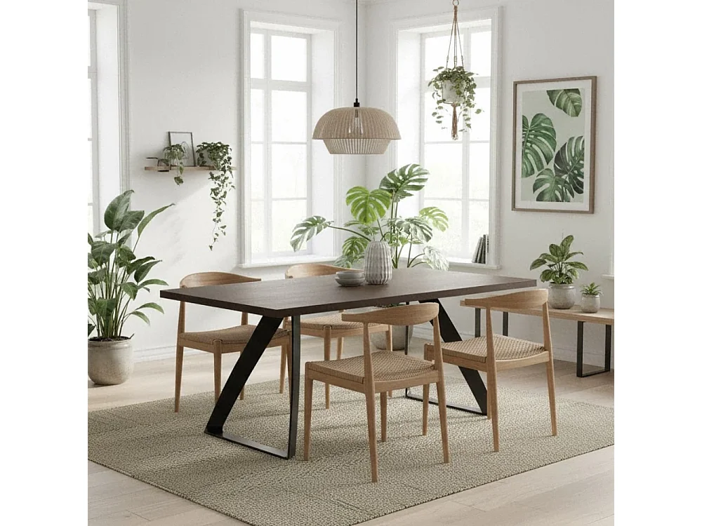 Tavolo da pranzo allungabile in legno impiallacciato rovere termocotto Timber 200-300x100 cm fino a 12 posti Made in Italy | Duzzle