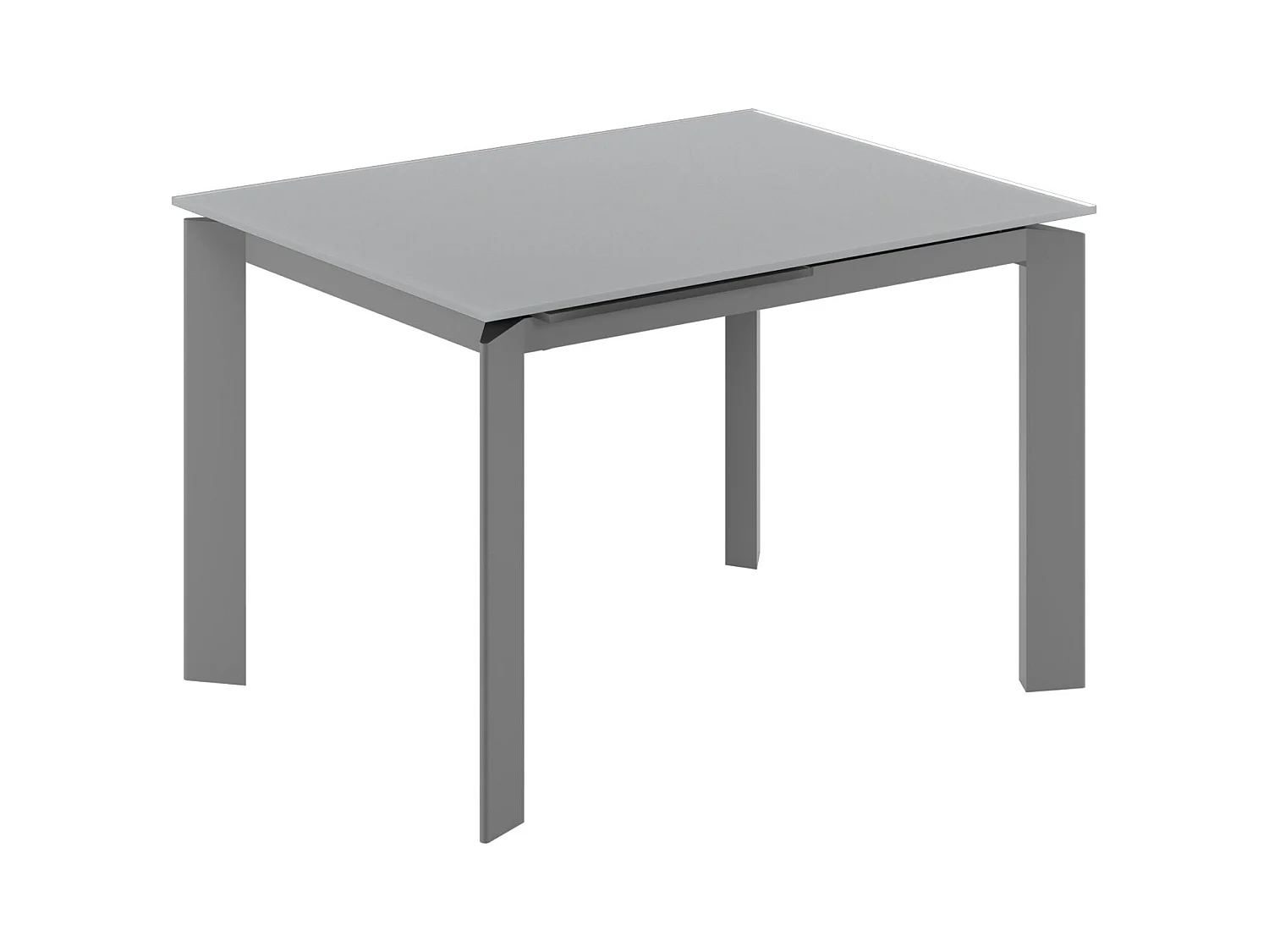 Function,  Tavolo allungabile con top in vetro con gambe in metallo verniciato. Allunghe interne. (80cm X 120-170cm H. 75cm)| Duzzle