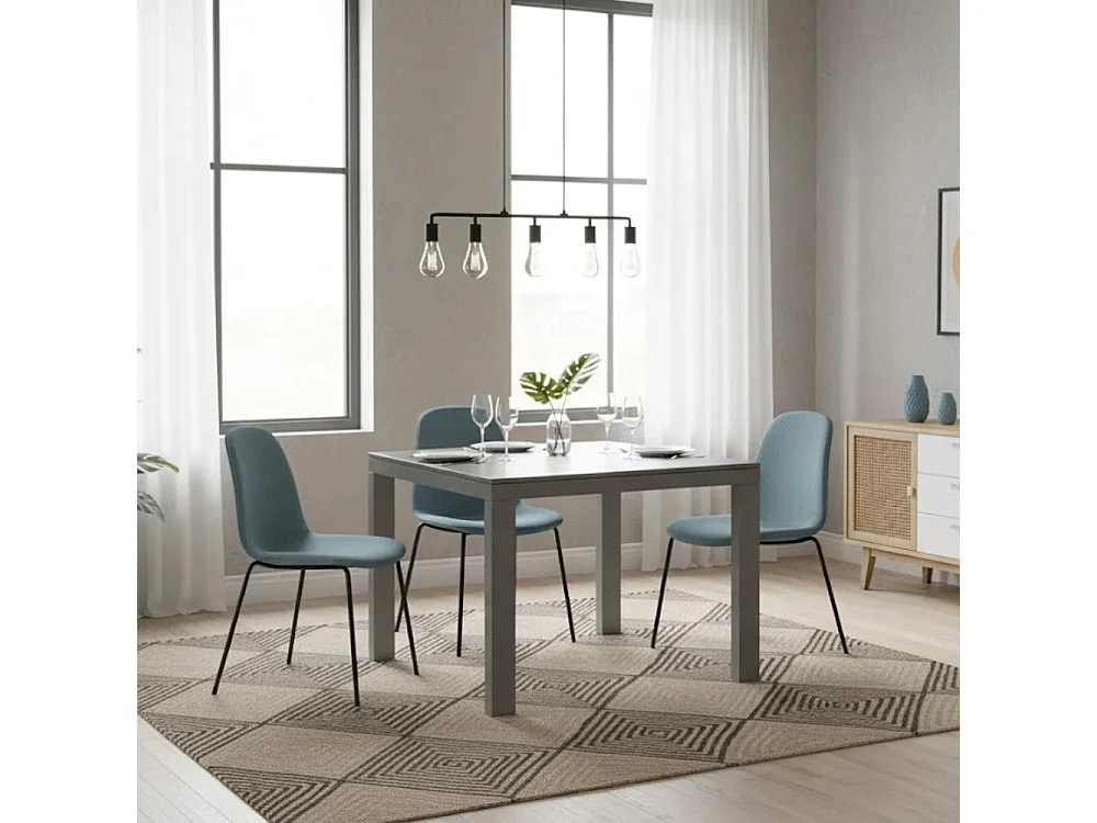 Tavolo da pranzo allungabile in vetro temperato grigio Bryant 90-163,5x90 cm fino a 8 posti | Duzzle