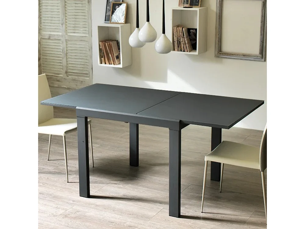 Tavolo da pranzo allungabile in vetro temperato grigio Bryant 90-163,5x90 cm fino a 8 posti | Duzzle