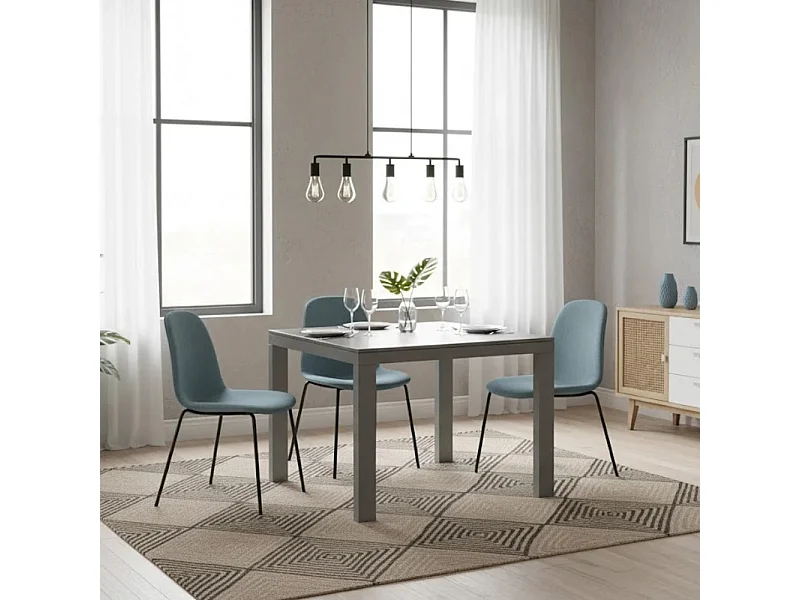 Tavolo da pranzo allungabile in vetro temperato grigio Bryant 90-163,5x90 cm fino a 8 posti | Duzzle