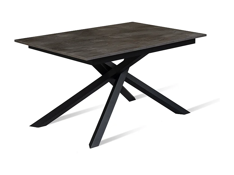 Pluto,  Tavolo allungabile con top in melaminico con gambe in metallo verniciato. Allunghe interne. (90cm X 140-190cm H. 76cm)