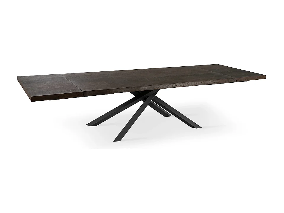 Tavolo da pranzo allungabile in legno impiallacciato rovere termocotto Blake 200-300x100 cm fino a 12 posti Made in Italy | Duzzle