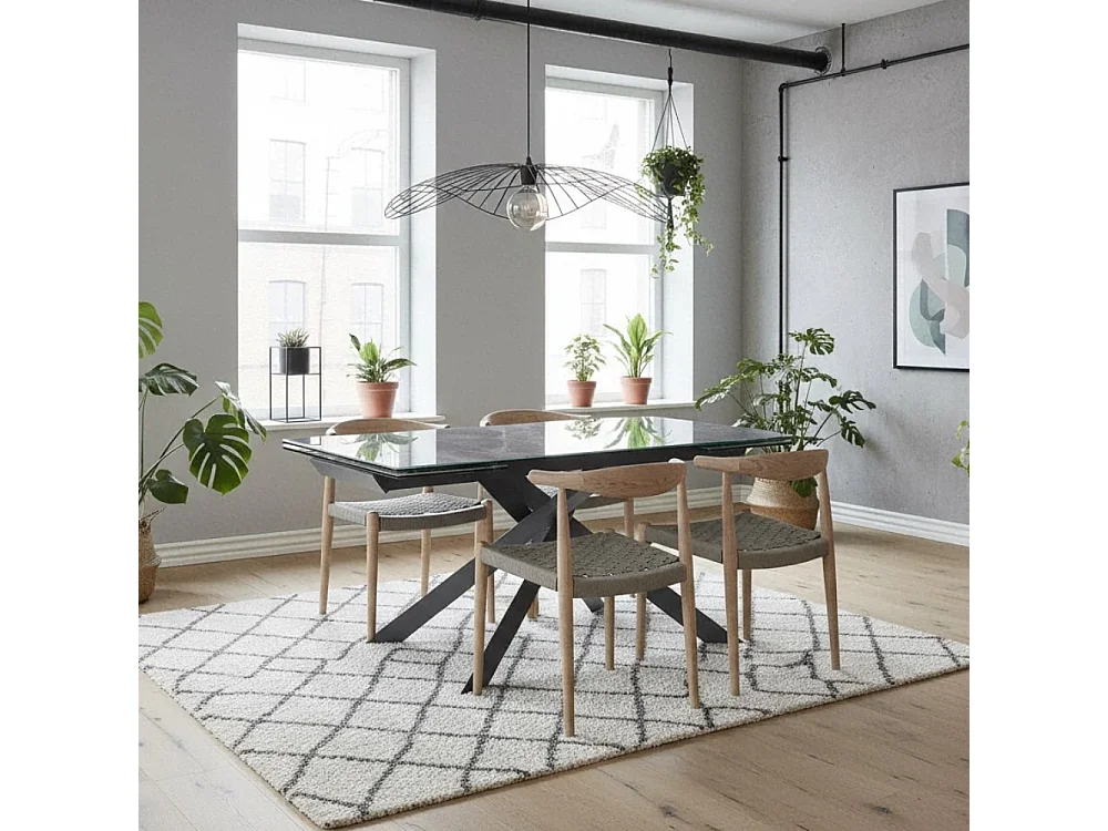 Axis, Tavolo allungabile con top in ceramica su vetro Marmo grigio (90cm X 160-240cm H. 76cm)