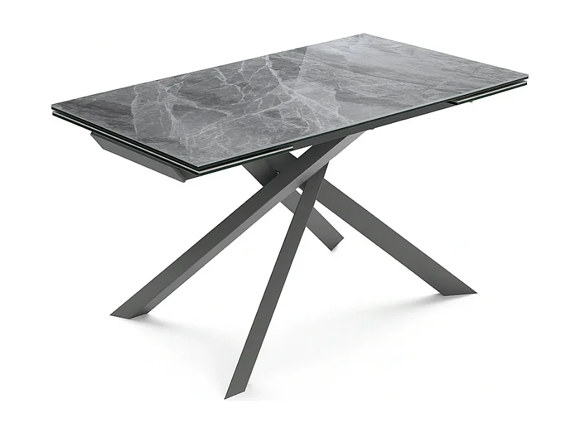 Axis, Tavolo allungabile con top in ceramica su vetro Marmo grigio (90cm X 160-240cm H. 76cm)
