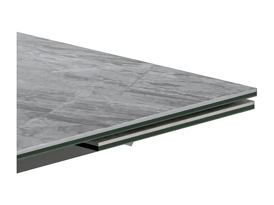 Axis, Tavolo allungabile con top in ceramica su vetro Marmo grigio (90cm X 160-240cm H. 76cm)