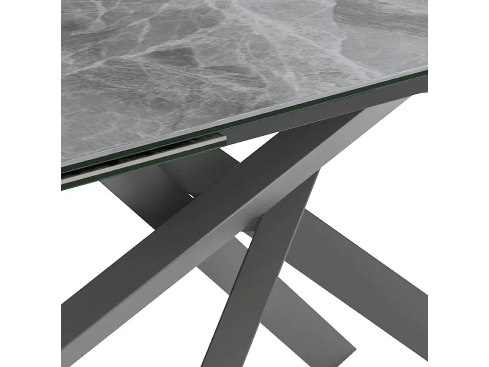 Axis, Tavolo allungabile con top in ceramica su vetro Marmo grigio (90cm X 160-240cm H. 76cm)