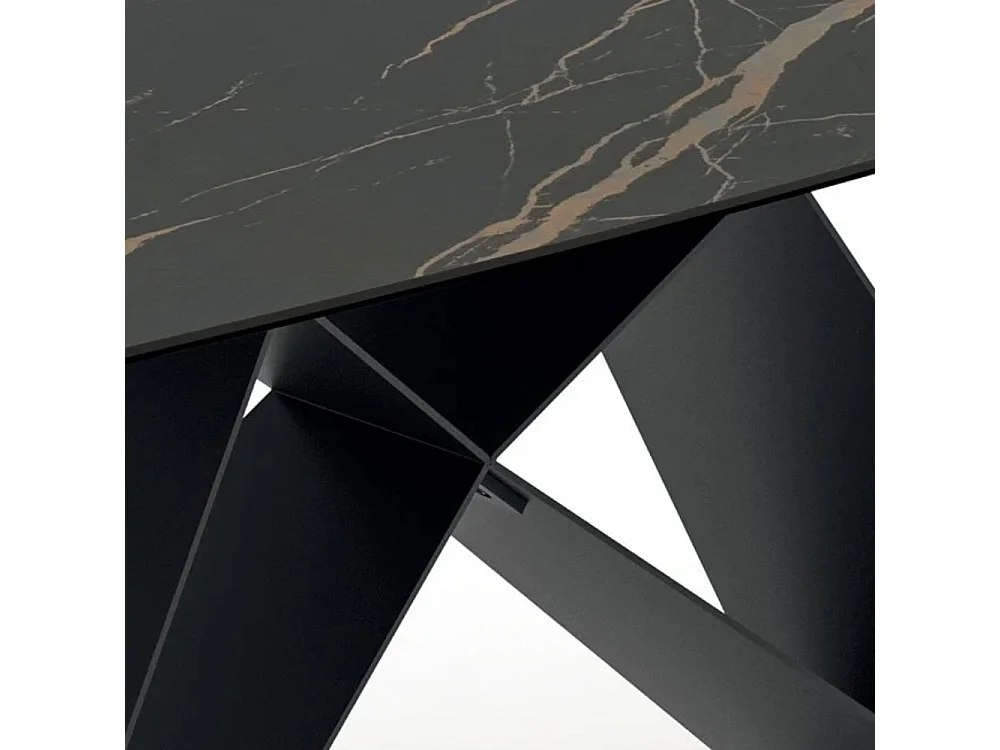 Tavolo da pranzo allungabile in ceramica su vetro effetto marmo portoro Cruise 200-280x100 cm fino a 10 posti | Duzzle