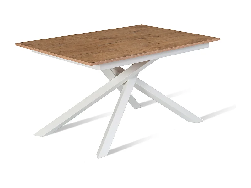 Pluto,  Tavolo allungabile con top in melaminico con gambe in metallo verniciato. Allunghe interne. (90cm X 140-190cm H. 76cm)