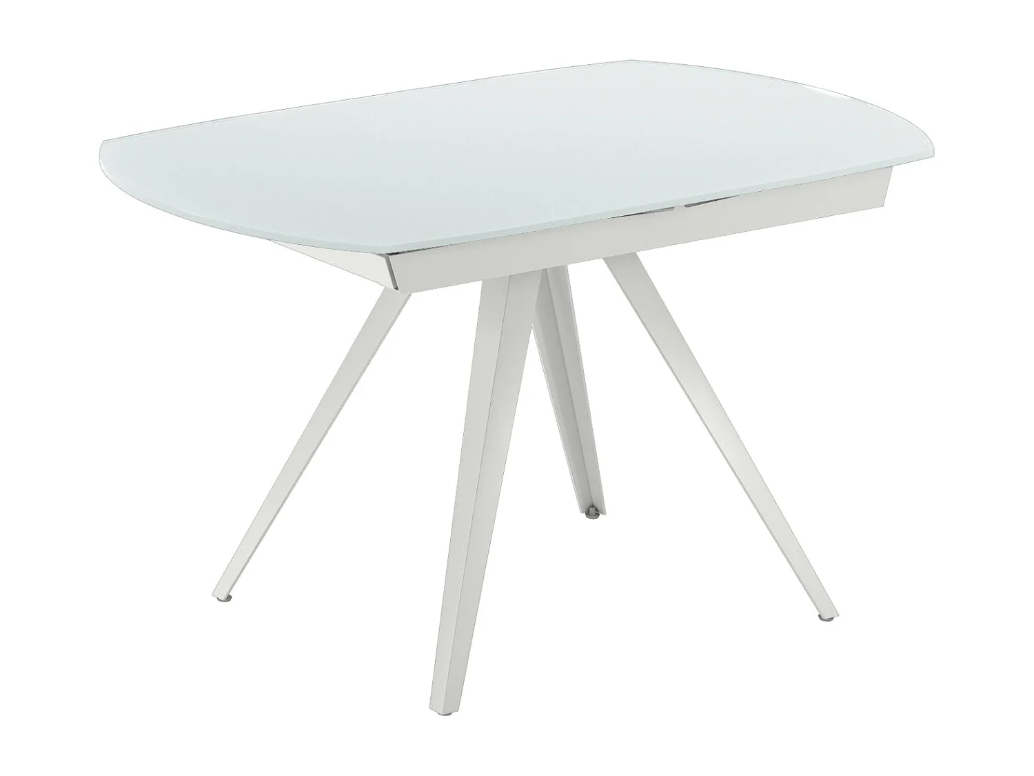 Float,  Tavolo allungabile con top in vetro con gambe in metallo verniciato. Allunghe interne. (90cm X 120-180cm H. 76cm)| Duzzle