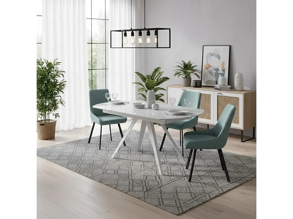 Float, Tavolo allungabile con top in vetro Extra white (90cm X 120/180cm H. 76cm)