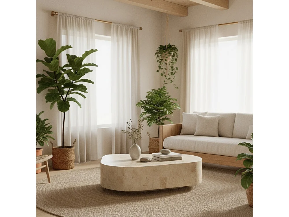 Lyra, Tavolino da salotto Beige (52cm X 100cm H. 28cm)| Duzzle