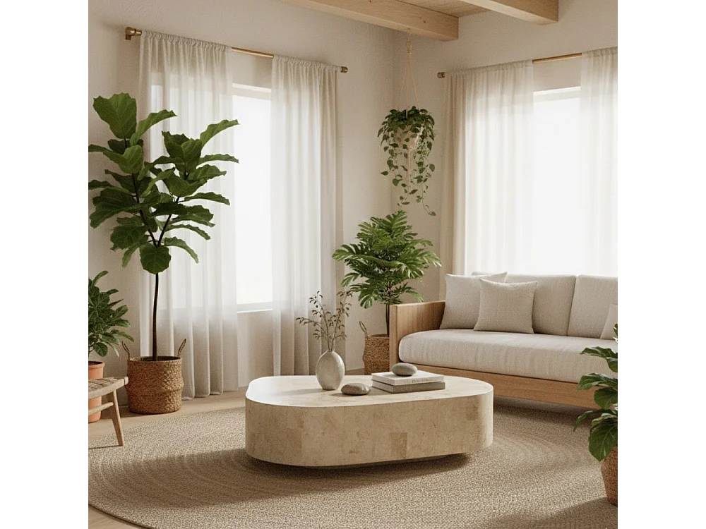 Lyra, Tavolino da salotto Beige (52cm X 100cm H. 28cm)| Duzzle