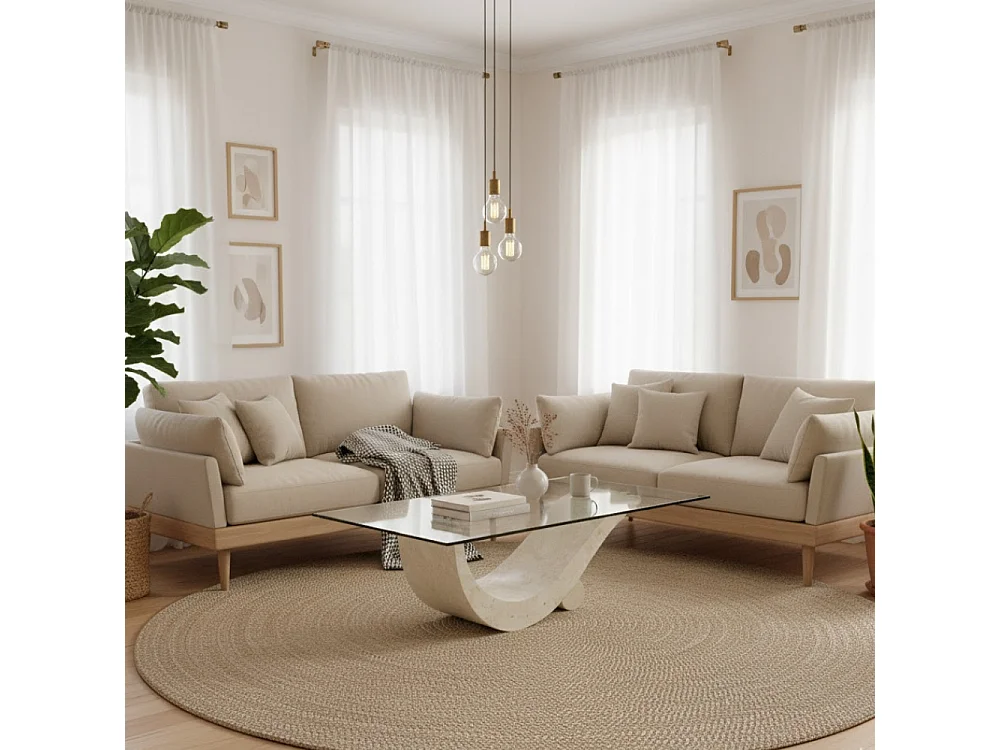Columba, Tavolino da salotto Beige (70cm X 120cm H. 40cm)