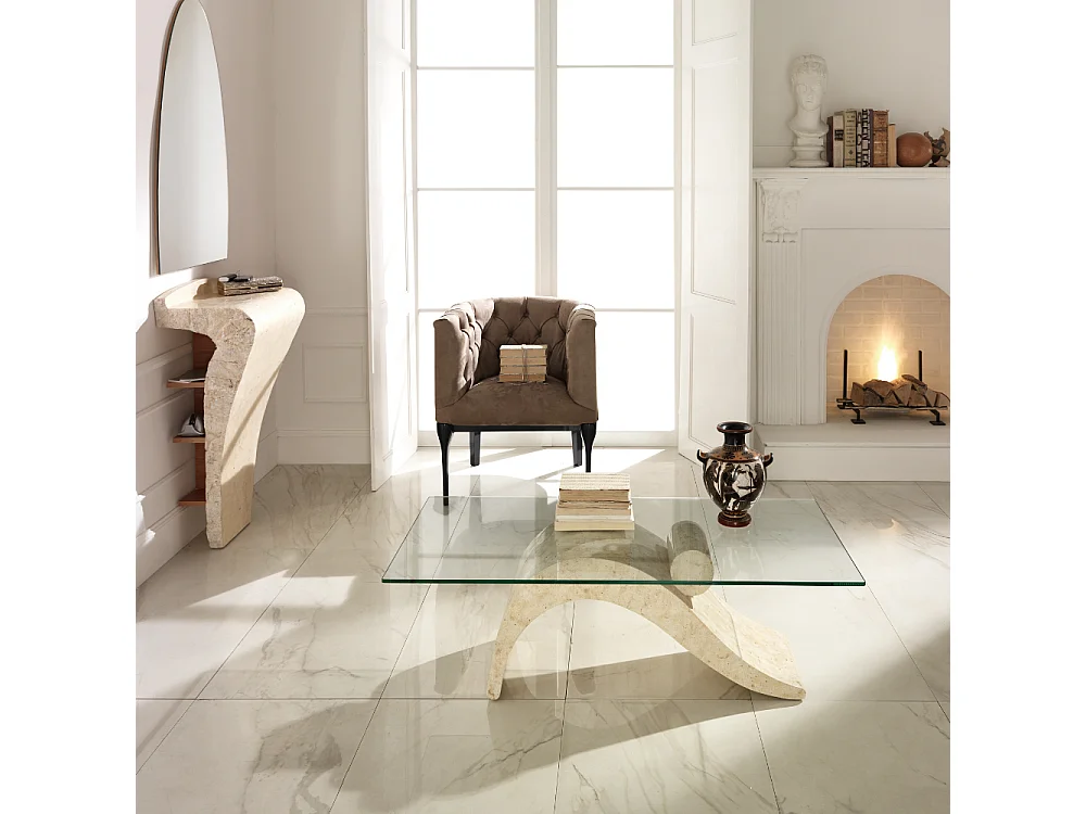 Columba, Tavolino da salotto Beige (70cm X 120cm H. 40cm)