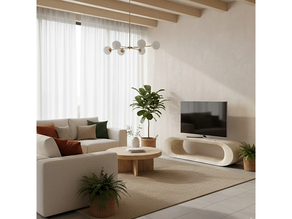 Oris, Tavolino da salotto / Porta tv Beige (35cm X 130cm H. 35cm)| Duzzle